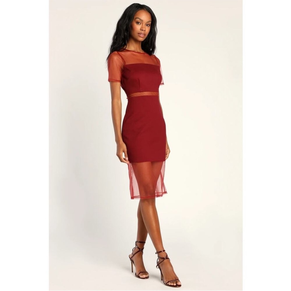 Red lulus spandex and mesh dress
